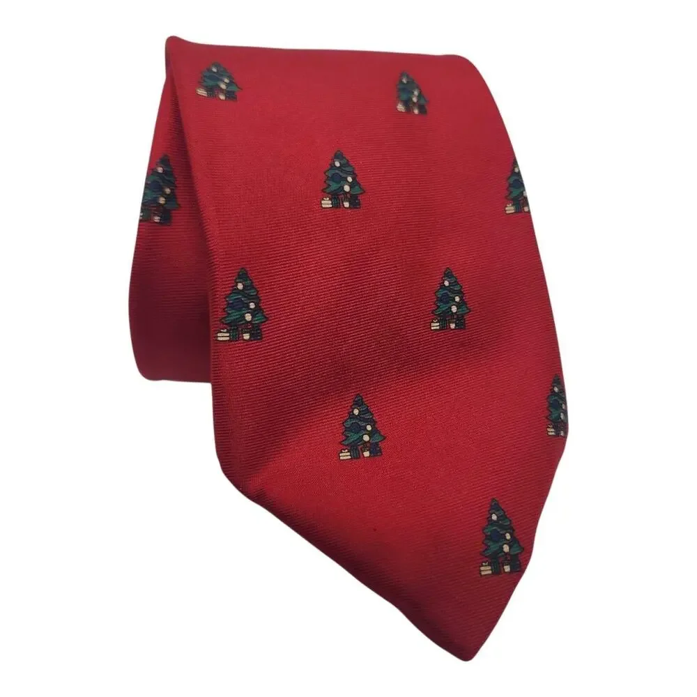 Vintage John Henry & Wembley Christmas Tie Lot Mens Red Silk Santa Tree